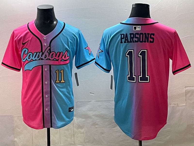 Men 2025 Dallas Cowboys #11 Parsons Blue pink Nike Limited NFL Jersey style 02->houston astros->MLB Jersey